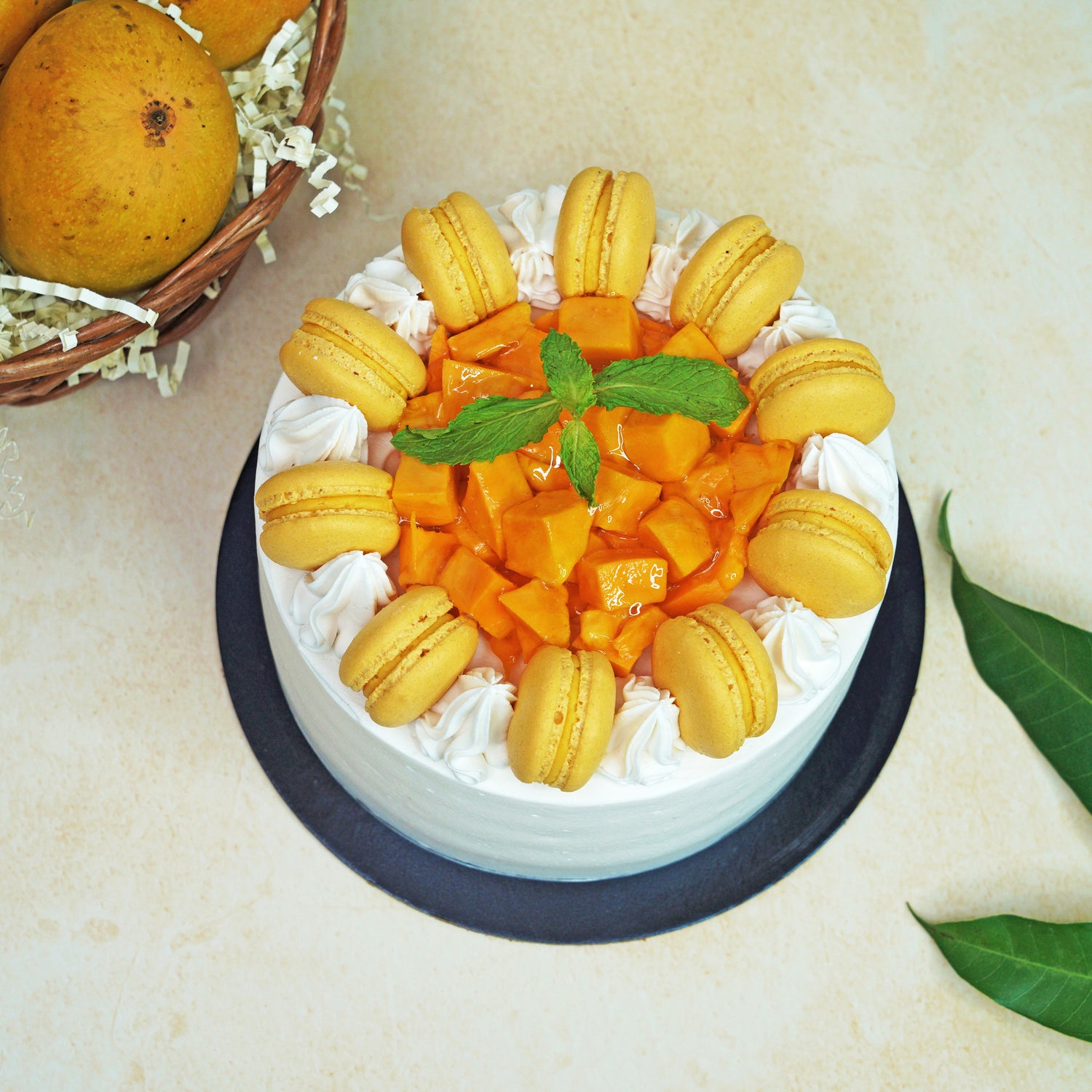 Mango macaron cake
