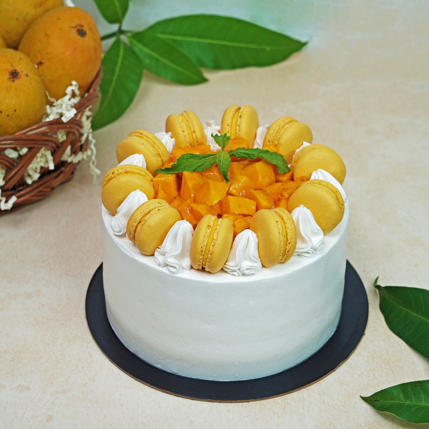 Mango macaron cake